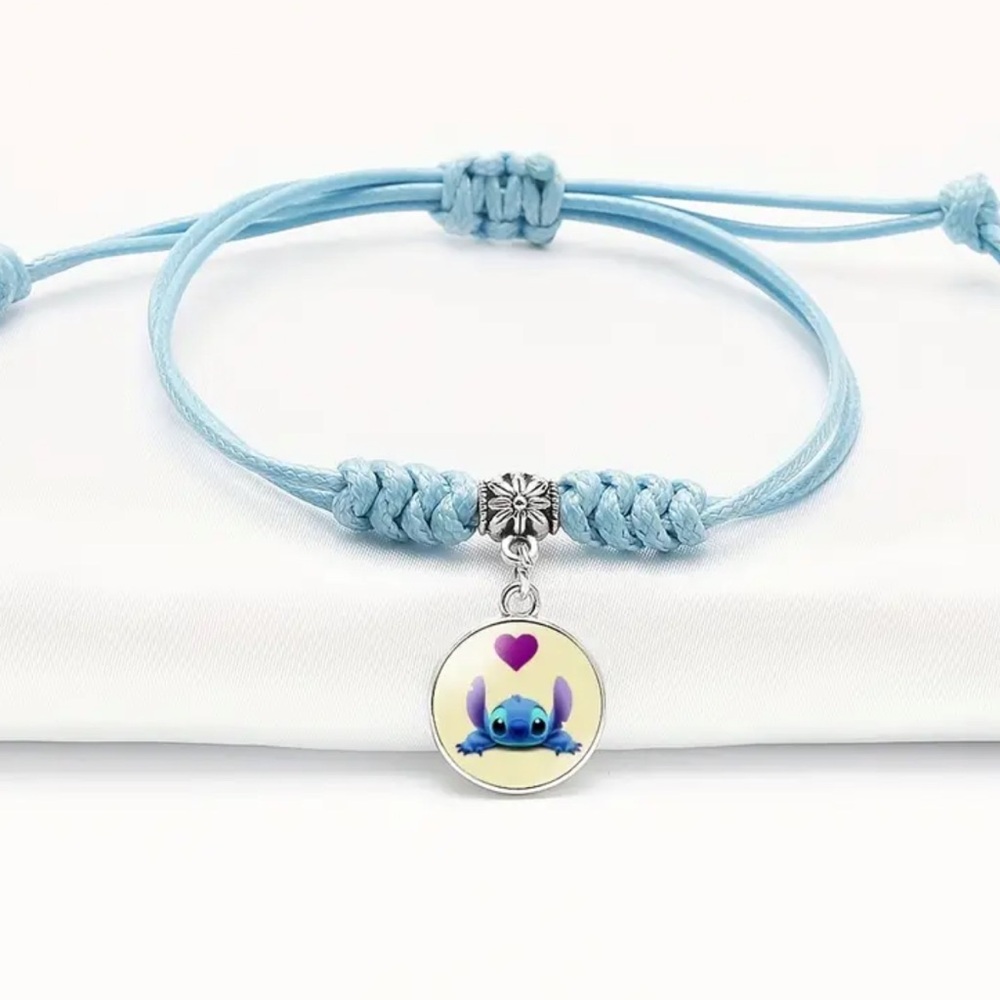 NEW| Disney Lilo & Stitch Blue Adjustable Braided Bracelet - Picture 1 of 2